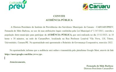 Convite Audiência Pública – Exercício 2022